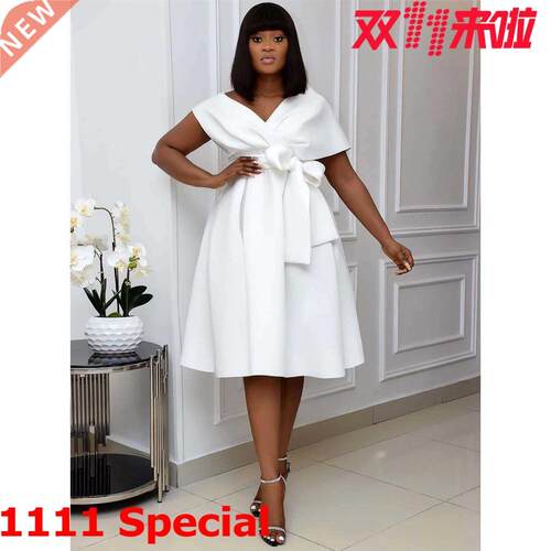 S-XXXL Large Size A-Line Swirling Ladies Dress大码女连衣裙
