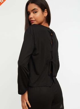 ndyol Backpack Detaled Kntted Pajamas Set THMAW22PT0039