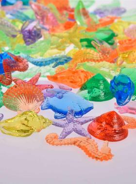 100Pcs Colorful Sea Animals Seashell Starfish Shaped Clear A