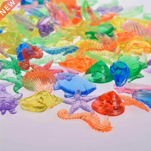 100Pcs Colorful Sea Animals Seashell Starfish Shaped Clear A