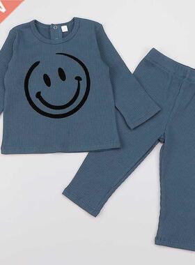 Child pajamas 2 pieces set  and pants ribbed kids clothes