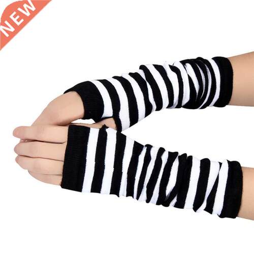 Winter Fashion Striped Arm Warmers Knitted Female Wrist Hand