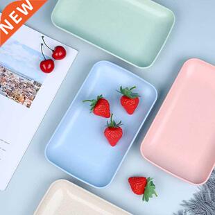 Rectangular Platter Wheat Straw Dinner Plate Tea Cup Saucer