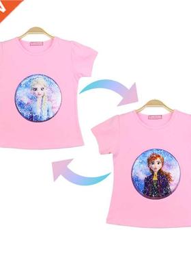 Frozen Summer Girl T-irt ort Sleeve Costume 1 Piece Sequ