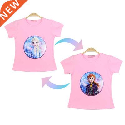 Frozen Summer Girl T-irt ort Sleeve Costume 1 Piece Sequ