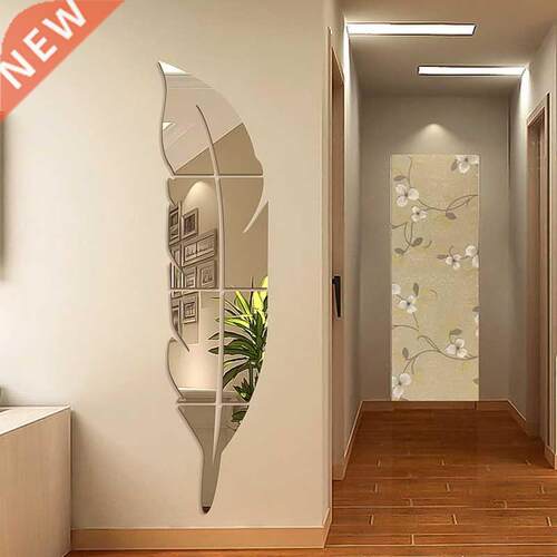 1pc  Feather Plume 3D Mirror Wall Sticker for Living