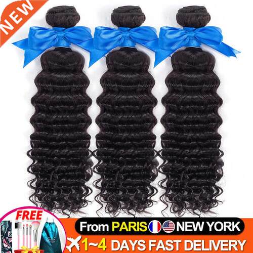 3 Bundles Deal Deep Wave Human Hair Real Human Hair Extensio