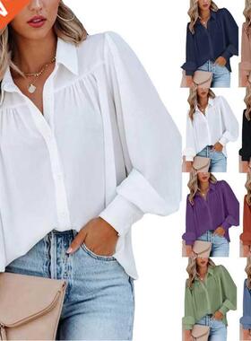 shirts Long Sleeve Slim shirt women Vintage Button clothing
