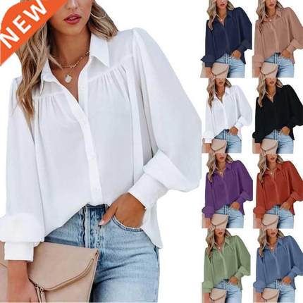 shirts Long Sleeve Slim shirt women Vintage Button clothing