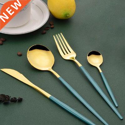 304 Stainless Steel Golden Cutlery Set Black Luxury