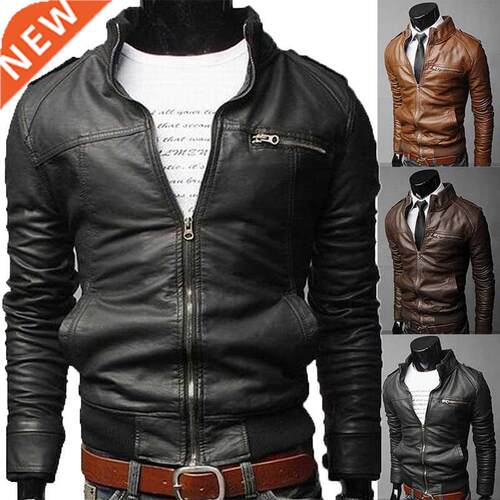 Autumn and Winter New Casual Slim Tops Men's Motorcycle Bike