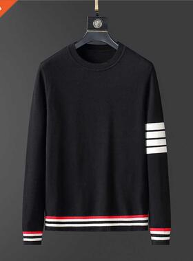 2022 new Winter Thickness Pullover Men O-neck Solid Long Sle