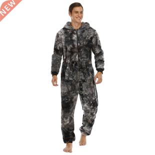 Autumn Winter Casual Flannel Onesies Hoodie Jumpsuit Pajama