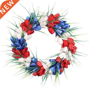 American Patriotic Tulip Wreath, July of 4Th Independence
