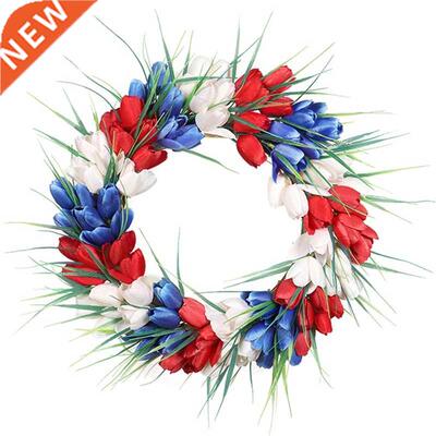 American Patriotic Tulip Wreath, July of 4Th Independence