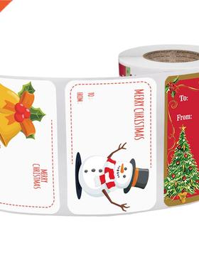 500pcs2pcs/roll 5*7.5cm Christmas Gift Name Tags XMAS Stick