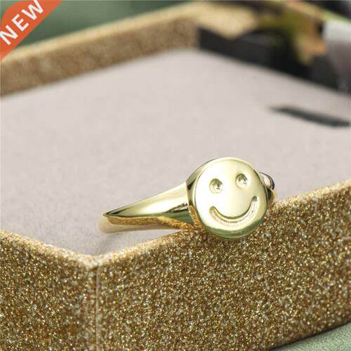 Hot Sale New Design Simple Golden Smile Face Happy Rings For