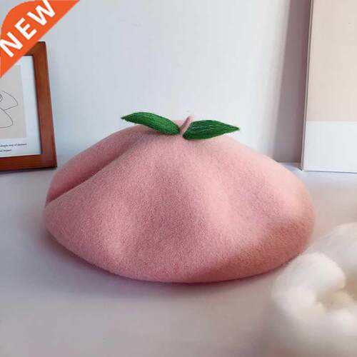 Holday Peach Cute Frut Matte Women Grls Handmade Berets F