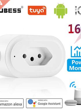 Aubess Tuya 16A Brazil Standard WiFi Smart Plug With Power M