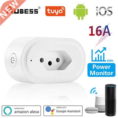 Aubess Tuya 16A Brazil Standard WiFi Smart Plug With Power M
