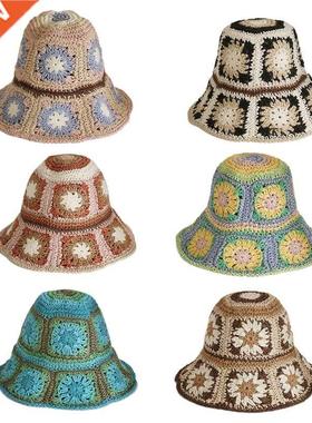 449B Elegant Flower Fierman Hat Basin Hat Handmade Crochet