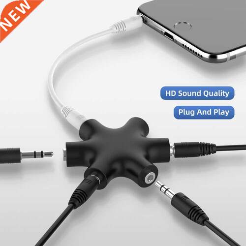 .5mm Audio Aux Cable Splitter 1 Male to 5 Female Headphone