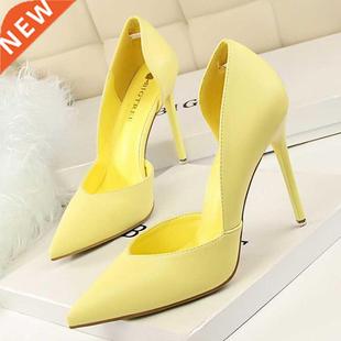 Shoes Women Pumps Fashion High Heels Shoes Black Pink Yellow