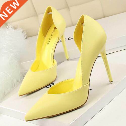 Shoes Women Pumps Fashion High Heels Shoes Black Pink Yellow