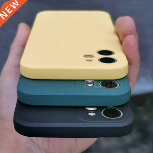 Luxury Square Frame Soft Liquid Silicone Case For iPhone 12