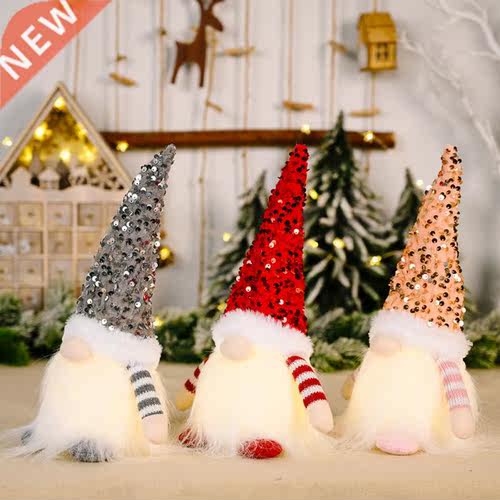 Christmas Gnomes Sequin Cap Rudolph LED Light Plush Santa