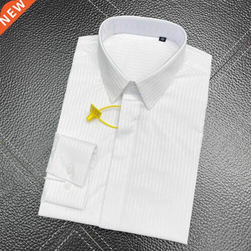 Solid Striped Shirt Men Slim Casual Long Sleeve Chemise homm