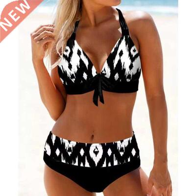 Summer Women's Large Swimsuits Print Plus Size Swimwear 2022