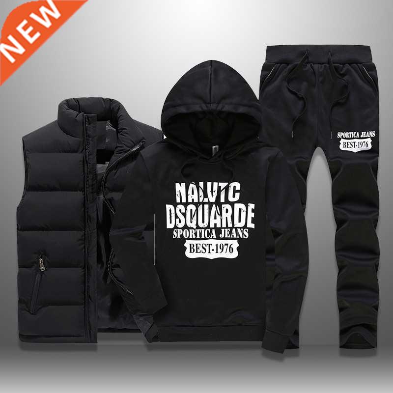 Men	s Tracksuits Casual Set  Pieces Warm Vest Sweatpa - 实物图