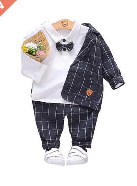 New Spring Autumn Children Gentleman Clothes Kids Boys Cotto
