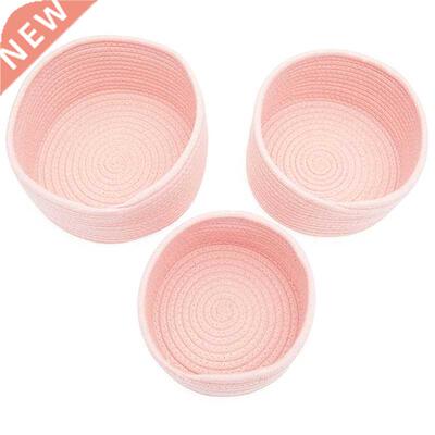 Cotton Woven Baskets for Storage, Pink Organizers Woven Bask