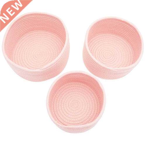 Cotton Woven Baskets for Storage, Pink Organizers Woven Bask