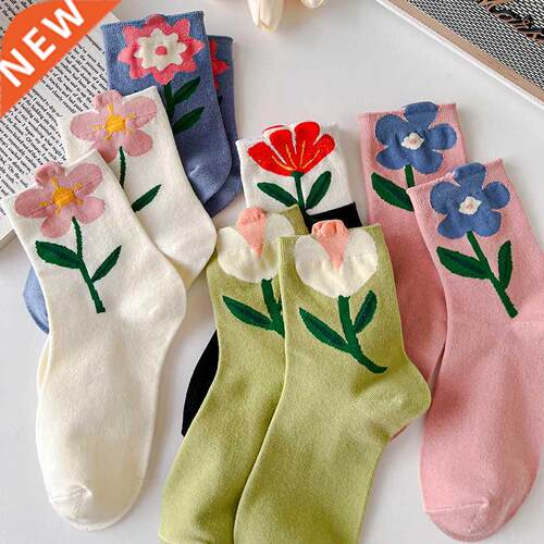 1 Pair Women Socks Japanese Korean Style Cartoon Flower Cand
