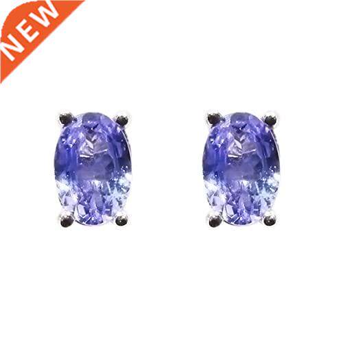 Dazzing tanzanite stud earrings 4*6mm natural tanzanite gems