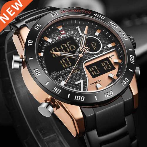 NAVFORCE Men's Watch Fashon Sport Full Steel Quartz Wrst
