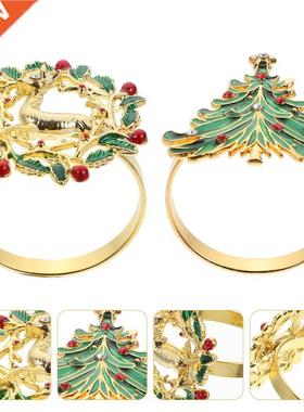 2Pcs Christmas Napkin Buckles Creative Napkin Clamps
