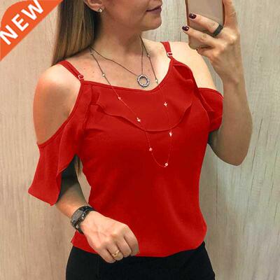 2021 sling Ruffles Short Sleeve Blouse Women Summer Y2K Clot