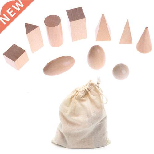 Wooden Geometric Solids 3-D Shapes Montessori Learning Educa