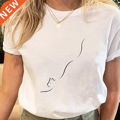 Women Print Tees Tirt Female Clothes Regular ort Sleeve