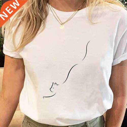 Women Print Tees Tirt Female Clothes Regular ort Sleeve