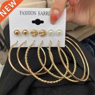 Fashion Women Earrings Set Punk Geometric Stud Earrings For