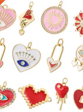 Red Heart Love Pendant Charms  Earrings Necklace Bracelet