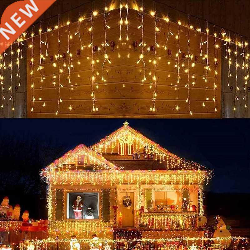 5m outdoor waterproof christmas festoon lights icicle curtai