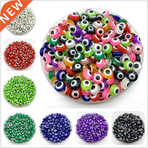50pcs/Lot 8mm Oval Shape Spacer Beads Evil Eye Beads Stripe