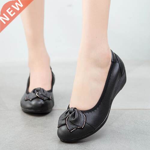 OAHUI 4-4 Elegant Ladies Wedges Heel Ballet Flats Shoes Wo