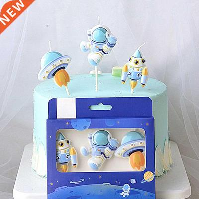 3Pcs/Set Space Astronaut Candle Birthday Party Cake Decorati
